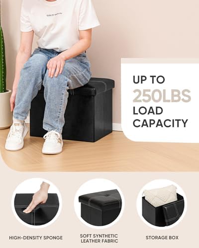 B FSOBEIIALEO Folding Storage Ottoman, 16.5" Faux Leather Ottomans, Black - Image 5