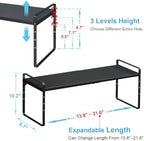 Set of 2 Expandable Cabinet Shelf Organizer, Stackable Kitchen Countertop Shelves Spice Racks, Small Metal Storage Shelf For Cupboard Counter Tabletop, 30 LBS Heavy Duty, Adjustable, 13.8" to 21.6" - Image 2