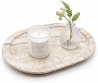 Oval Travertine Tray, 11"x7.9" Bathroom Marble Tray for Perfume Jewelry by Unknown