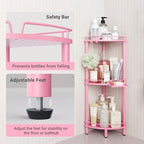 ELYKEN Corner Shower Caddy Standing, 3 Tier Metal Shower Organizer, Pink - Image 5