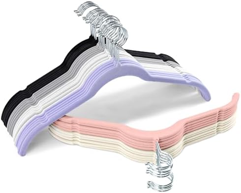 Sishynio Velvet Hangers 30 Pack, Non-Slip Slim Felt Hangers Multicolor | Space-Saving Closet Organization; Flocked Surface; 360° Swivel Hooks; For Shirts, Coats, Dresses, Blouses by Sishynio
