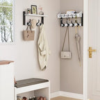 Evermagin 35" Coat Rack Wall Mount with Shelf for Entryway, White - Image 3