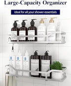 Kitsure Shower Caddy, Adhesive Shower Organizer, X-Large, Silver - Image 5
