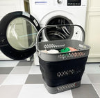 SAMMART 38L (10 Gallon) Collapsible Plastic Laundry Basket - Foldable Pop-Up Storage Container/Organizer – Portable Space Saving Laundry Hamper (1, Grey/Black) - Image 2
