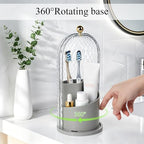 Toothbrush Holder with Cover for Bathroom Countertop, Organizer, Gray - Image 3
