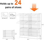 AWTATOS 6 Tiers Shoe Rack Organizer, 24 Pair Shoe Storage Cabinet, Clear - Image 3