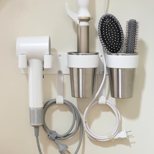 3-in-1 Hair Tool Organzier Wall Mount, Adhesive/Screw Mounting by Homestorage