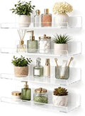 Clear Acrylic Bathroom Shelf Wall Mounted Floating Organizer with Front Lip by CareMoreYJ