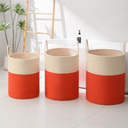 Woven Laundry Hamper Tall Rope Storage Basket for Blanket oys Dirty Clothes in Living Room Bathroom Bedroom (White&Orange, 80L/21.3Gal) - Image 6