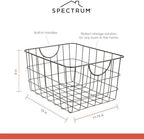Spectrum Utility Steel Wire Storage Basket for Kitchen Pantry Organization & Closet Shelves with Easy Grip Handles, Durable Metal Basket Organizer with Open Design for Easy Viewing, Industrial Gray - Image 6