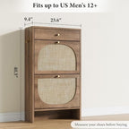 Nicetree Shoe Cabinet for Entryway, Slim Shoe Rack with 2 Flip Drawers and Top Storage Drawer, Narrow Shoe Organizer with Printed Rattan-Look Design, Entryway Shoe Storage for Size 12+ Shoes, Caramel - Image 2