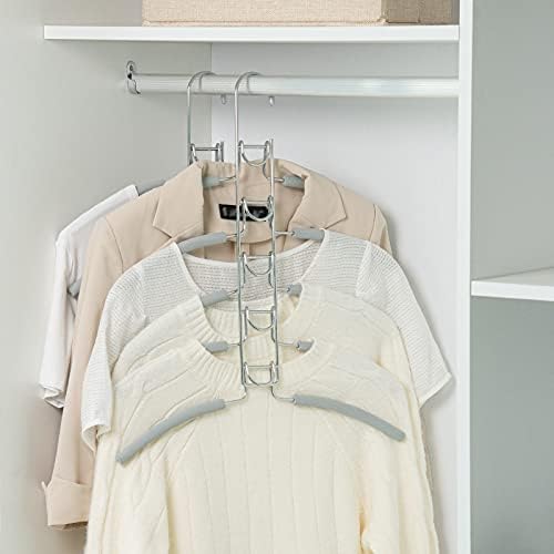 Nature Smile No Shoulder Bump Multiple Sweater Coat Clothes Hangers,Multi Layers Space Saving T Shirt Blouse Rack,(2 Pack Light Grey Color) by NatureSmile