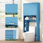 AKMAKM 31" W Over the Toilet Storage Cabinet with Fluted Door, Blue Bathroom Organizer with Adjustable Shelf, Toilet Paper Holder Stand Wave Door for Restroom, Laundry Room - Image 4