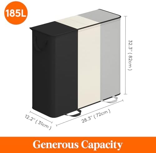 Lifewit Laundry Hamper with Lid, Removable Laundry Bags, Black&White&Gray - Image 6