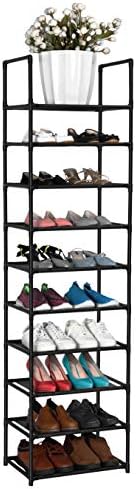 FIDUCIAL HOME 10 Tiers Shoe Rack Organizer 20 Pairs Tall Shoe Shelf | Tall Narrow Space Saving for Closet Entryway Dorm, Easy to Assemble, 17"L x 11"W x 68.8"H, Black by fiducialhome