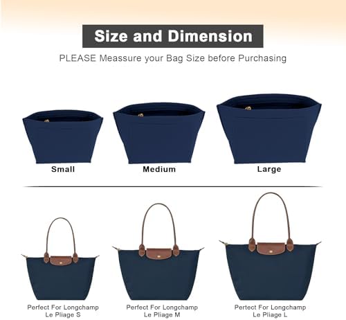 LOUKAYCCI Felt Purse Organizer Insert for Longchamp Le Pliage S Handbag Insert (Dark Blue, Small) - Image 4