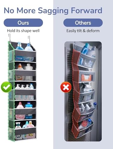 ULG 1 Pack Over Door Organizer with 5 Large and 10 Mesh Side Pockets, 44 lbs Weight Capacity Hanging Storage with Clear Window Kids Toys, Shoes, Diapers, Dark Grey, 5 Layers - Image 2