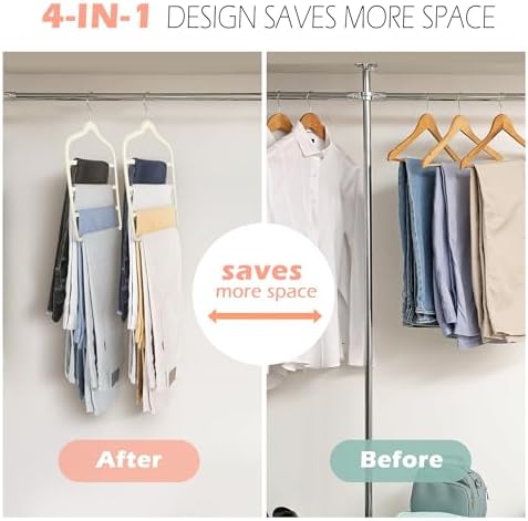 Velvet Pant Clothes Hanger Space Saving Non Slip Hanger Jean Slack Hangers | Multiple Velvet Hanger Closet Organizer Storage and Organization for Jeans,Scarf,Tie(3, Beige) - Image 3