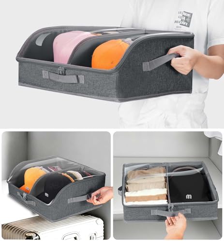 Hat Organizer for Baseball Caps, Wide Hat Storage Box for Closet, Dark Gray - Image 6