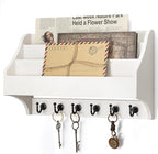 Rebee Vision Mail Organizer Wall Mounted with 6 Key Hooks for Office, White by REBEEVISION