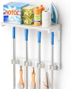 Olakee Broom Holder Wall Mount with Cleaning Supplies Organizer, Laundry Room Organization and Storage Shelves, Mop Hanger Rack with Hooks, Utility Shelf Closet Organizer for Garage Home Improvement by Olakee