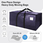 VELVETSURE Heavy Duty Extra Large Moving Bags W/Backpack Straps - Strong Handles & Zippers, Storage Totes For Space Saving, Fold Flat, Alternative to Moving Box and Storage Bin (Set of 6, Blue) - Image 5
