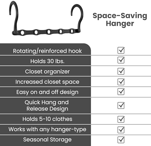 Utopia Home Space Saving Hangers 10 Pack – Magic Hanger Collapsible Black | ABS plastic | Closet organizer | Storage saving hanger I Dorm & small space friendly | Compact storage - Image 6