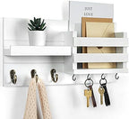 Lwenki Mail Organizer for Wall Mount – Key Holder with Shelf Includes Letter Holder and Hooks for Coats, Dog Leashes – Rustic Wood with Flush Mounting Hardware (16.5” x 8.7” x 3.5”) by Lwenki