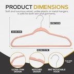 Techzoo 50 Pack New Premium Quality Velvet Hangers Ultra Thin Non Slip Adult Felt Space Saving Hangers for Closet Heavy Duty Coat Pants Jackets Dress Hangers 360° Swivel Hook Hold Upto 10lbs Rose Gold - Image 2