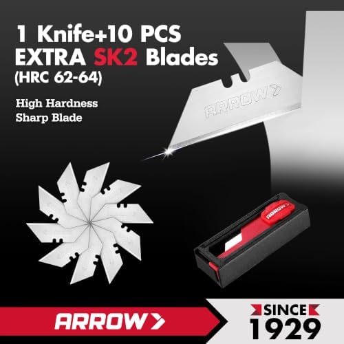 ARROW Wooden Handle Folding Utility Knife with 10 Extra SK2 Blades - Image 5