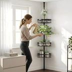 DAOYA Tension Pole Shower Caddy with Towel Bar - Corner Shower Caddy, Black - Image 5