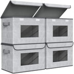 Univivi Fabric Closet Storage Bins with Lids for Shelves 4 Pack, Gray by Univivi