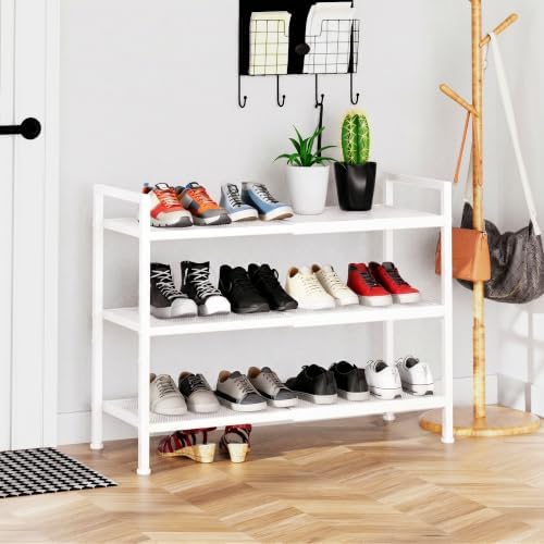 Expandable Shoe Rack for Closet, Entryway, Shoe Storage, 3-Tier, White - Image 6