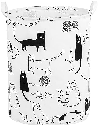 Foldable Baby Laundry Basket Hamper for Nursery Girl Boy kids Clothes laundry hamper basket Portable Tall Collapsible Cute Laundry Basket Organizer, Nursery Storage Basket with Handles (Animal Cats) by QiANBiRD