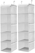 BrilliantJo 5 Shelves Hanging Closet Organizer, 2 Pack Hanging Storage with 6 Side Pockets for Clothes Shoes, 43"x12"x12"(Strip) by BrilliantJo