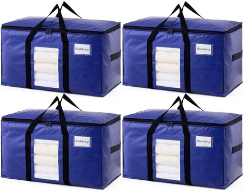 TAILI 4 Pack Dark Blue XXL Moving Bags,Storage Bags with Visible Window by TAILI
