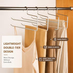 Pants Hangers for Closet, Open Ended 2 Tier Hanger with Space Saving Dual Layer Design, Non Slip PVC Coated Metal Construction, Closet Storage Solution for Pants, 10 Pack, Gray - Image 4