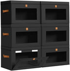 DIMJ Storage Bins with Lids - 6 Pack Large Fabric Closet Organizer with Window & Handles, Collapsible Decorative Storage Boxes for Shelves Under Bed, Books Clothes Blankets Sweaters Organization by DiMJ