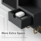 FifthQuarter Key Hooks for Wall with Drawer and 6 Sturdy Key Hooks, B-Black - Image 4