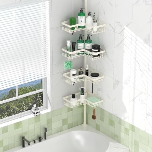 DAOYA Corner Shower Caddy Tension Pole - Adjustable Shower Caddy Off-white - Image 6