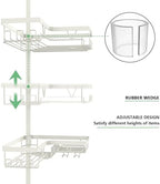 KEGII Shower Corner Caddy Tension Pole, Corner Bathtub Shelf, Cream White - Image 3