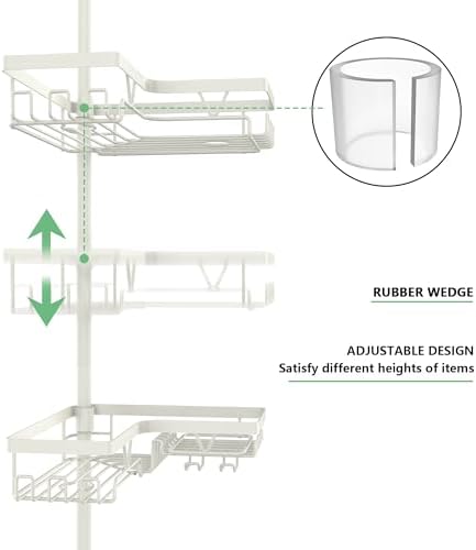 DAOYA Corner Shower Caddy Tension Pole - Adjustable Shower Caddy Off-white - Image 2