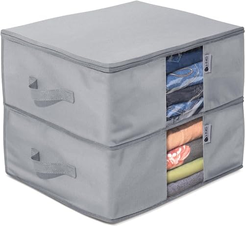 Cedar Clothes Storage Bag Organizer, Protects From Moths, Set of 2, Grey | Protects from Moths, Moisture, Dirt & Dust, Underbed Storage Bags for Clothes, Cashmere Sweaters, Bedding & More by HOLDN%E2%80%99STORAGE