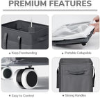 CHICVITA 100L Large Rolling Laundry Basket with Wheels & Wash Bag, Grey - Image 4