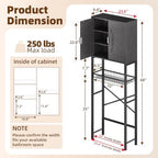 Kalrin Over The Toilet Storage Cabinet with Fluted Wave Doors and Adjustable Shelf, Wood Over Toilet Storage Rack with Drain Basket, Freestanding Bathroom Organizer for Balcony Laundry, Pure Black - Image 2