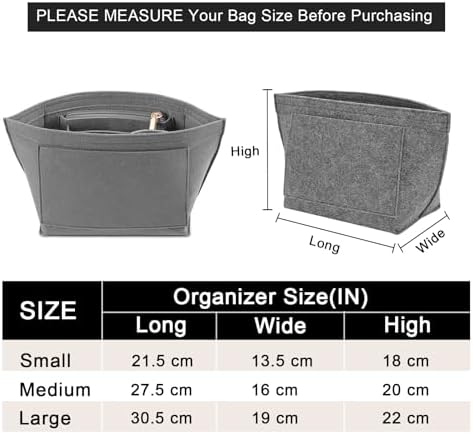 LOUKAYCCI Felt Purse Organizer Insert for Longchamp Le Pliage L Handbag Insert (Large,Gary) - Image 2