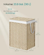SONGMICS Laundry Hamper with Lid, 23.8 Gal (90 L) Synthetic Rattan,Foldable - Image 6
