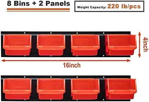 Wallmaster 8-Bin Wall Mounted Plastic Storage Bins Hanging Organizer Bins - Image 2