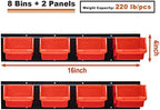 Wallmaster 8-Bin Wall Mounted Plastic Storage Bins Hanging Organizer Bins - Image 2