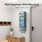 13-Tier Wall File Organizer and Mail Organizer with 5 Hooks, Black - Image 4